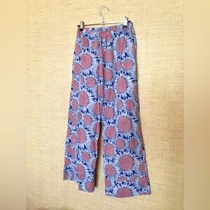 Miki Thumb blue & pink sunflower light cotton pant size 2